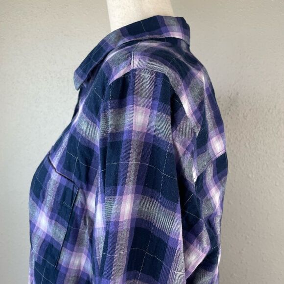Sonoma Purple Plaid Button Down Flannel Shirt Size L - Picture 4 of 8